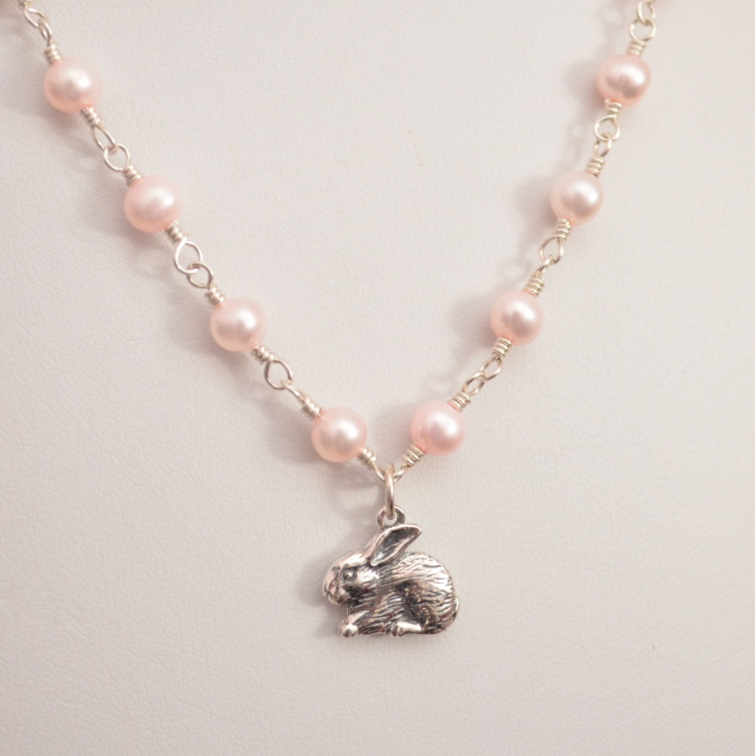 Pink Easter Necklace Child Children Sterling Silver Jewelry