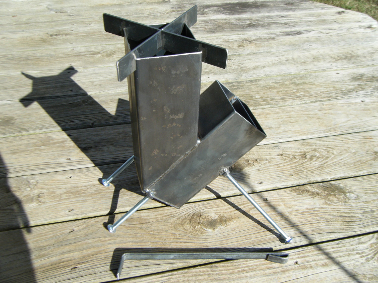 Rocket Stove Self Feeding Gravity Feed Design all welded steel