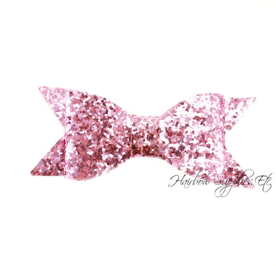 Pink Thin Glitter Bows 4 inch Pink Glitter Hair Clip Pink