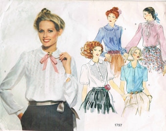 Vintage Vogue Pattern 1797 - Misses' Heirloom Blouses with Embroidery Transfer