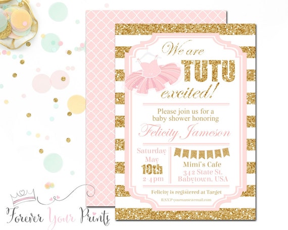 Girls Baby Shower Invitation, Tutu Baby Shower Invitation, Baby Shower Invitation Girl, Ballerina Baby Shower, Tutu Invitation, Glitter Il_570xn