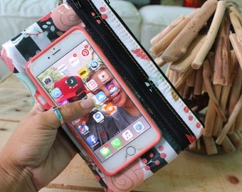 touch screen case - phone case - phone wallet - black and white phone wallet - gadget case