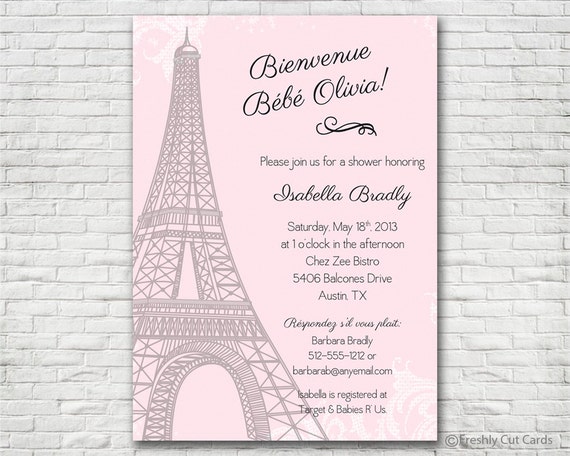 Parisienne Baby Shower Invitation - Printable or Printed (w/ FREE Envelopes) Il_570xn