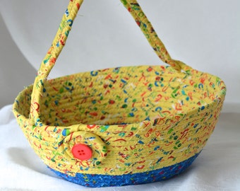 Boy Easter Basket, Handmade Baby Boy Yellow Easter Bucket, Boy Storage Organizer, Easter Decoration, Boy Easter Hunt Egg Basket