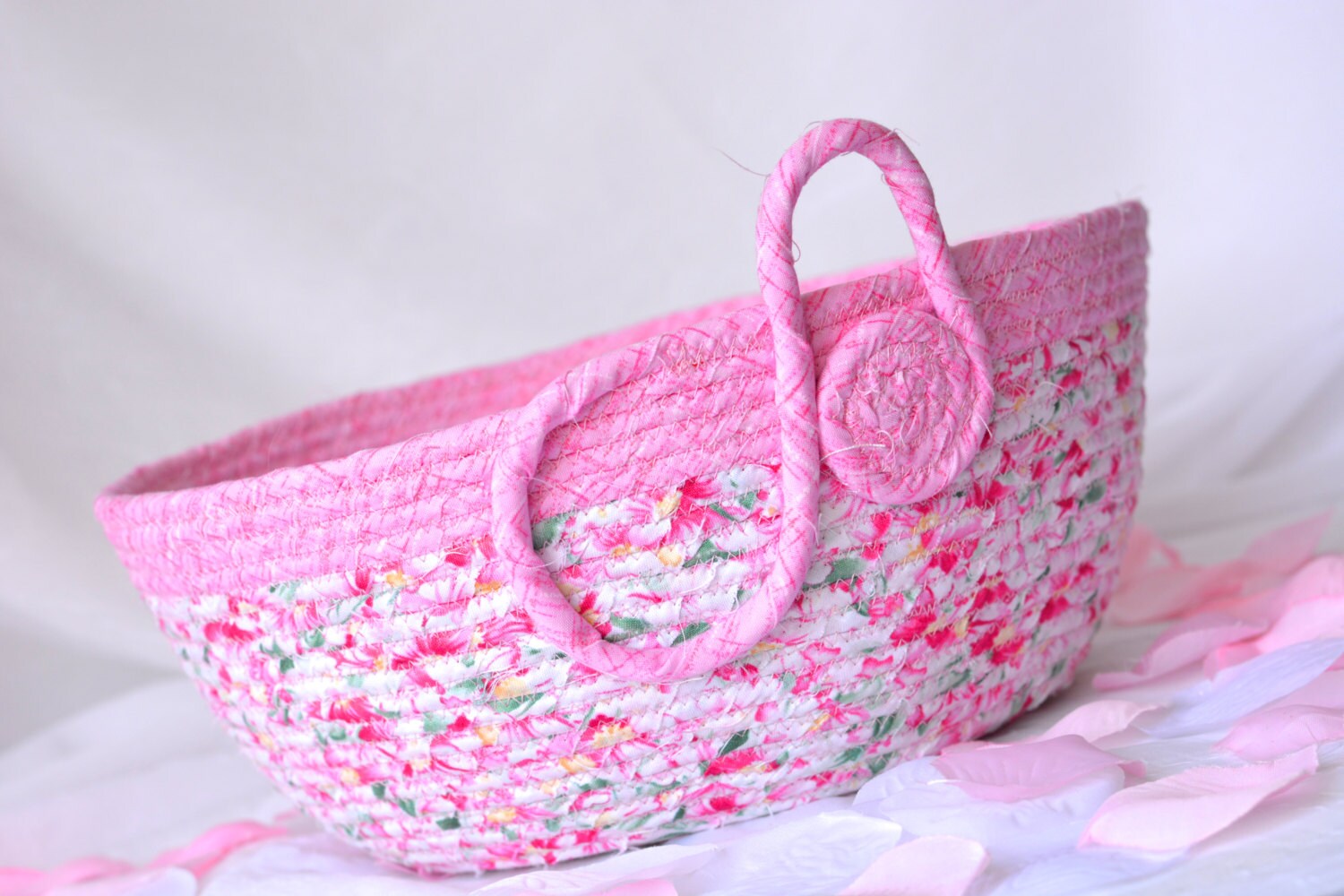 Pink Easter Basket Handmade Pink Bowl Pink Floral Gift