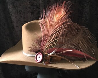 Feather Hat Clip Barrette Hair Flair Head Piece Men Or Women "Babe It Ain't No Lie"