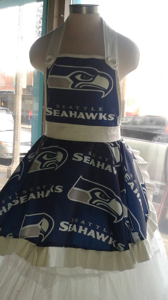 Custom Seahawks blue and white full apron