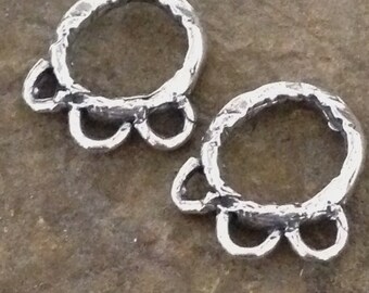 NEW - 2 Artisan Boho Chandeliers - Rustic Small Earring Hoops with 3 Hanging Rings 14.25mm AC106