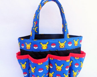 Pokemon Bingo Bag // Picachu // Pokemon Go // Craft Organizer // Makeup Organizer // Caddy // Teacher Tote // Nurse Tote