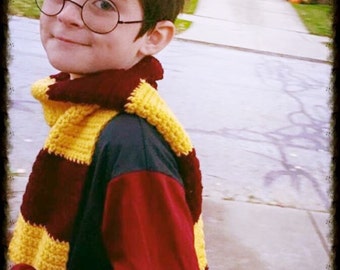 Harry Potter Costume Inspired Kids Scarf - Halloween Winter Warm Crochet Accessories by Julian Bean