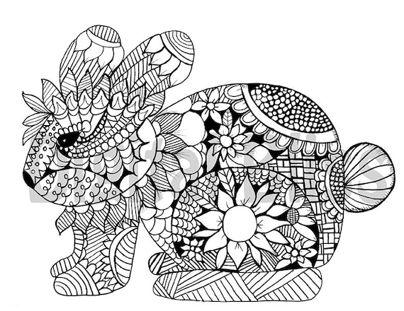 Adult coloring Download Whimsical Bunny Adult Coloring Page