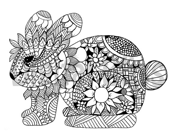 Adult coloring Download Whimsical Bunny Adult Coloring Page