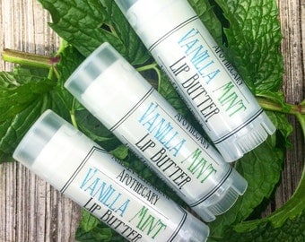 Vanilla Mint lip balm- Lip Butter - Unisex - Man Chapstick - Aubrey E Apothecary