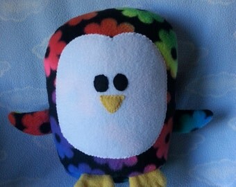 Plush Flower Power Penguin Pillow Pal, Baby Safe, Machine Washable