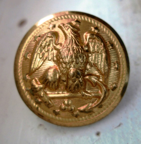 8 Brass Buttons with Eagles and Anchors. Waterbury Superior