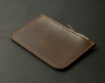 Full Grain Leather Zipper Pouch