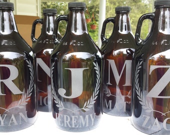 Engraved beer growler, custom beer growler, personalized name growler, groomsmen gift, wedding gift, monogrammed growler