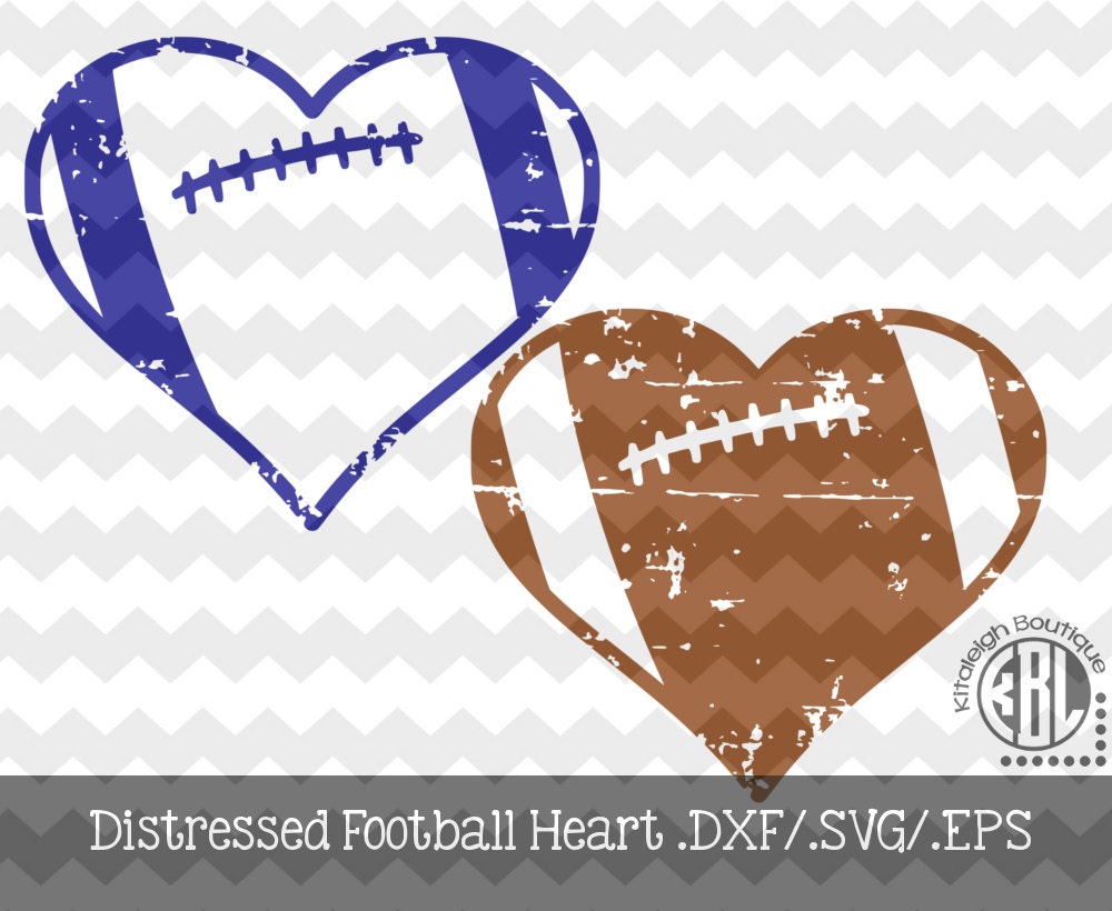 Football Heart Distressed INSTANT DOWNLOAD in dxf/svg/eps for