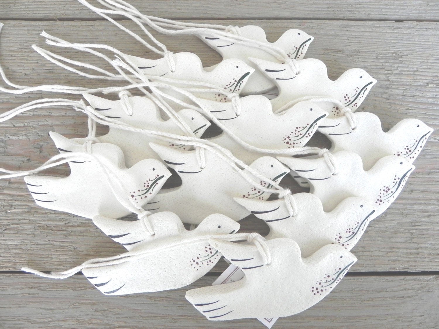 Wedding Favors Salt Dough Dove Ornaments Set Of 10 Wedding