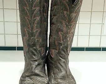 Mens 7.5 leather cowboy western riding biker motorcycle boots