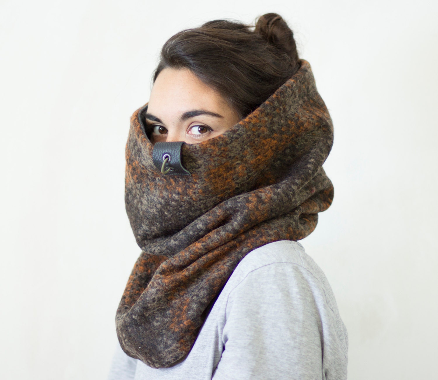 Unisex cowl scarf. gift for her accessories tweed scarf