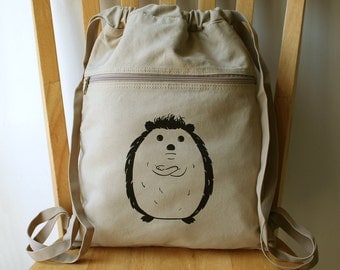Disgruntled Hedgehog Backpack Laptop Bag Canvas Book Bag