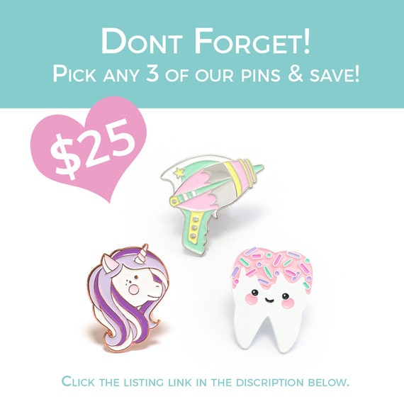 Aqua Sweet Tooth Enamel Pin Soft Enamel Pin Cloisonné Tooth