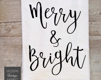 Christmas Kitchen Towel-Flour Sack Towel-Christmas Towels-Kitchen Towel-Dish Towel-Vintage Christmas Decoration-Hostess Gift-Gift for Her