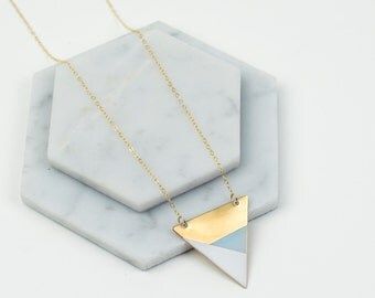 Metal Triangle Necklace (Blue - White - Bronze) - Modern Geometric Jewellery