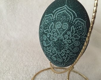 Emu egg with Mandala Carved on both sides of it. NO PAINT used.