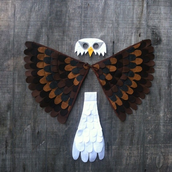 BALD EAGLE COSTUME Set 2 piece set // Wings and Mask