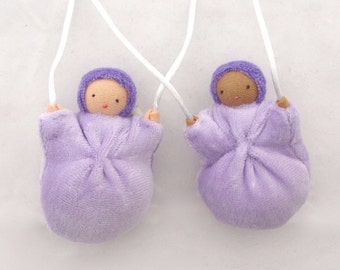 Necklace Doll // Lavender Filled Doll // Waldorf Toy // Children's Necklace // Pale Purple // Scented Doll // NDP1