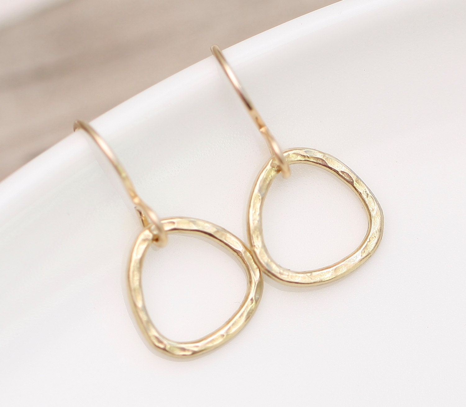 Gold Earrings Minimalist Earrings Hammered Gold Hoop 4527