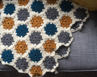 Crochet Baby Blanket, Crochet Granny Hexagon Blanket, Granny Crochet Blanket, Crochet Lap Blanket, Throw Blanket, Gender Neutral Blanket