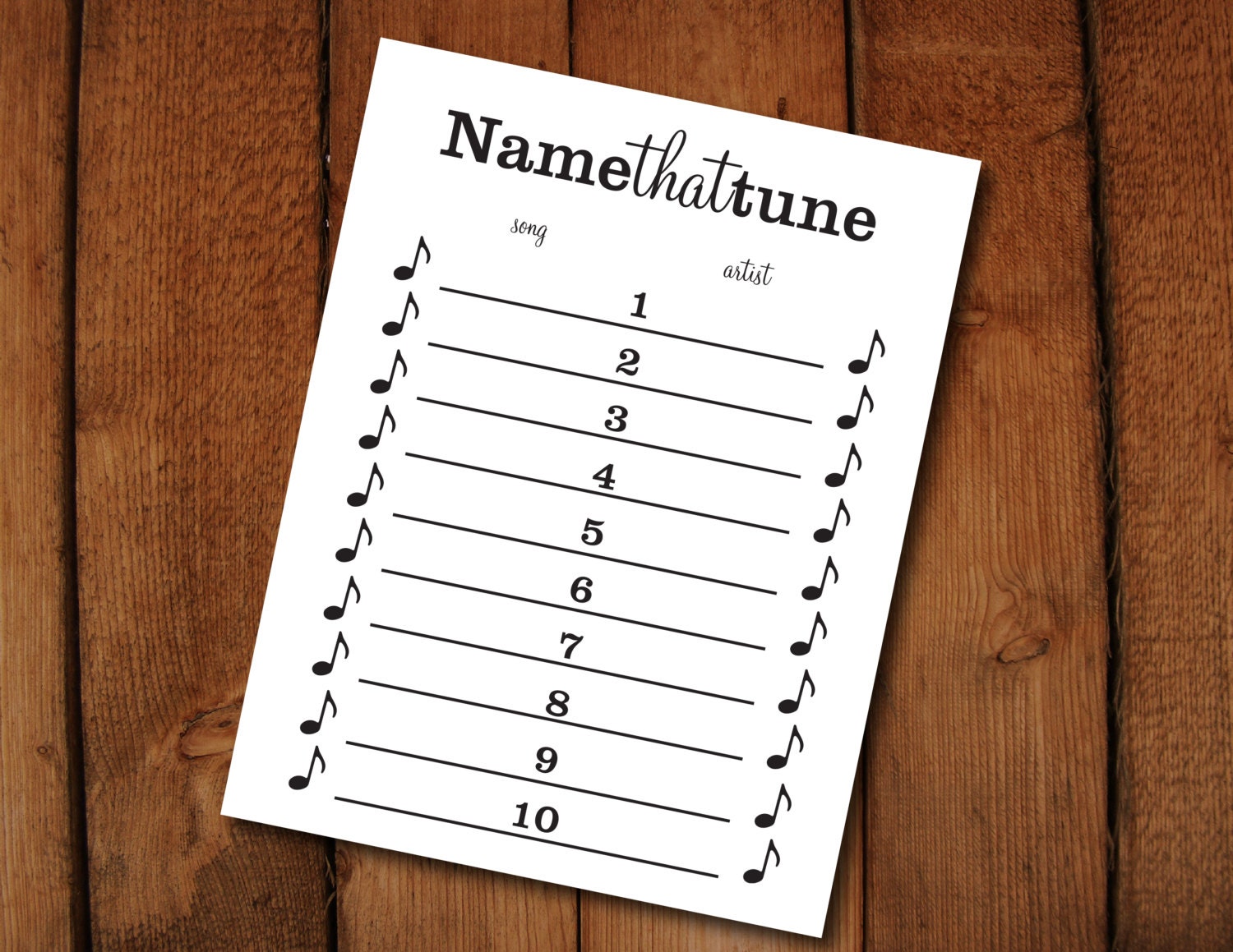 Name that Tune Printable Party Game Instant Download Music