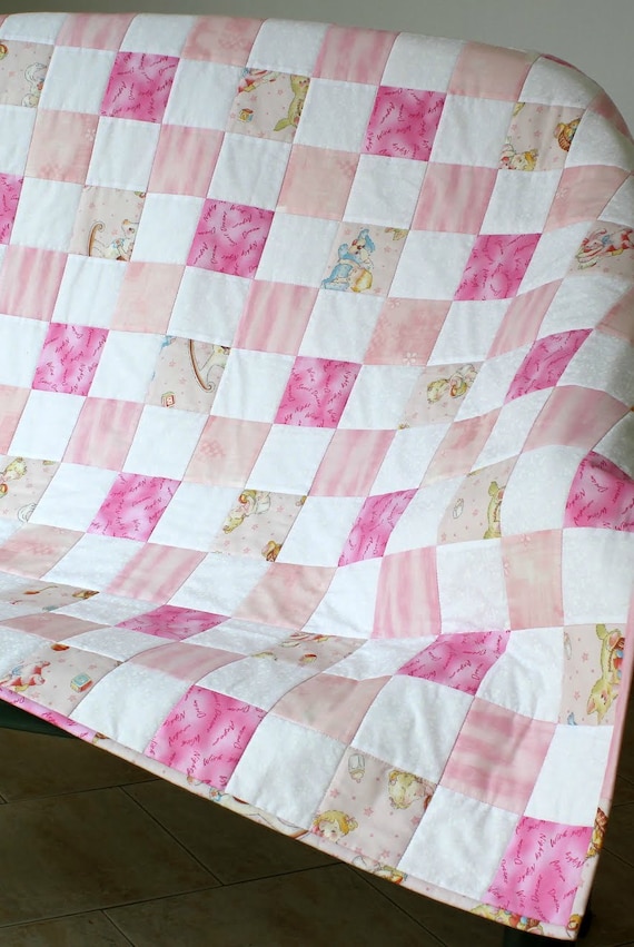Pink Baby Quilt Quilted Baby Blanket Baby Girl Quilt