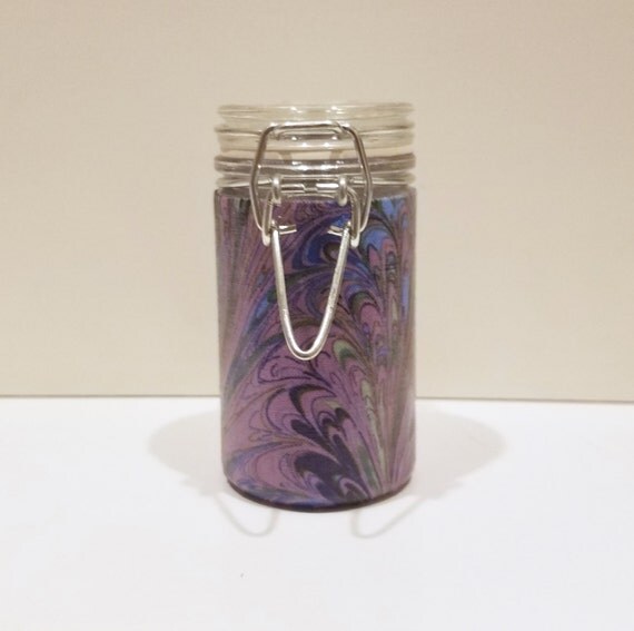 Small Glass Stash Jar LatchTop Jar Purple Pink and Green