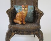 Cat on a Chair, Vintage, Wire Wrapped Resin Sculpture Tan Cream Blue Brown Decorative Feline Cat on a Chair, Vintage, Wire Wrapped Resin Sculpture Tan Cream Blue Brown Decorative Feline