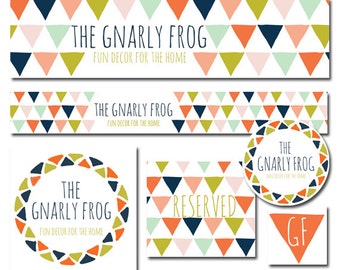 Custom Etsy Shop Set Premade Etsy Banner Avatar Set for Small Crafty Boutiques Hand Drawn Bohemian Tribal Style Arrows Geometric Pattern