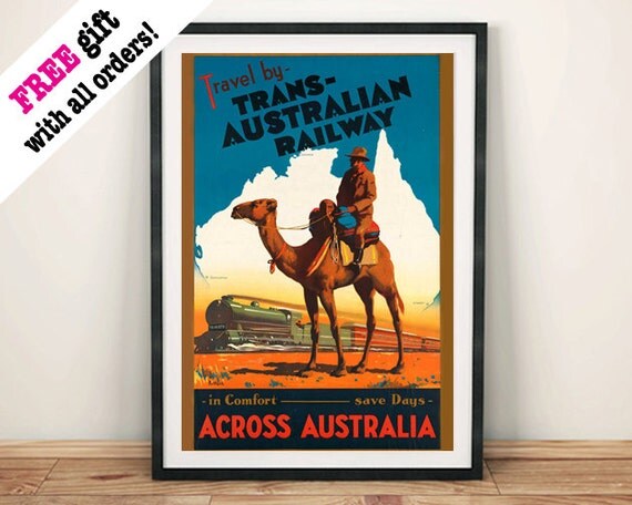 AUSTRALIA TRAVEL POSTER: Vintage Outback Advert Art Print Wall