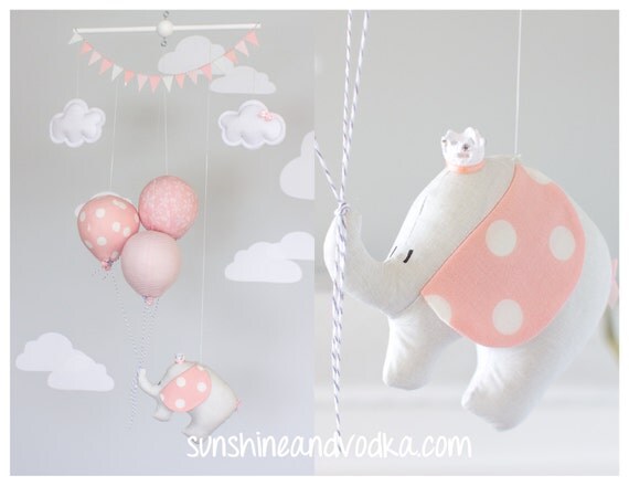 Pink elephant baby mobile mädchen kinderzimmer von sunshineandvodka