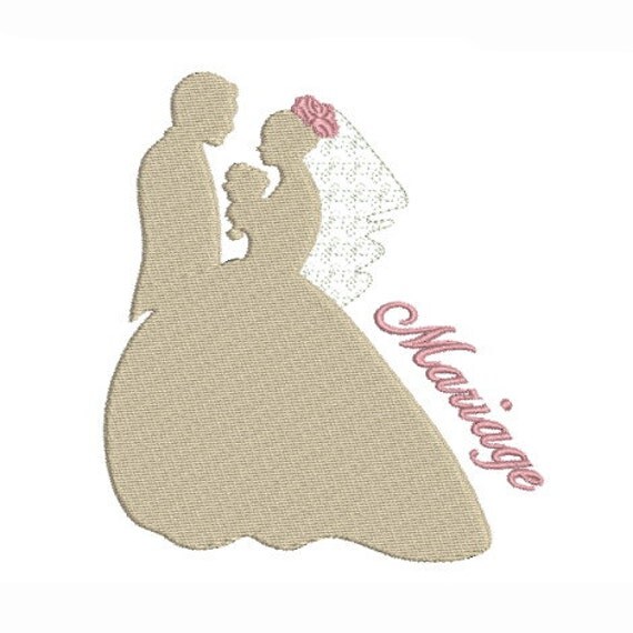 Embroidery design machine silhouette married couple wedding