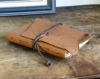 Slim Leather Journal - Honey Brown Journal 4.5" x 6" by The Orange Windmill 1629