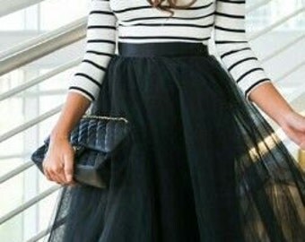 Black maxi tulle skirt, tutu skirt,