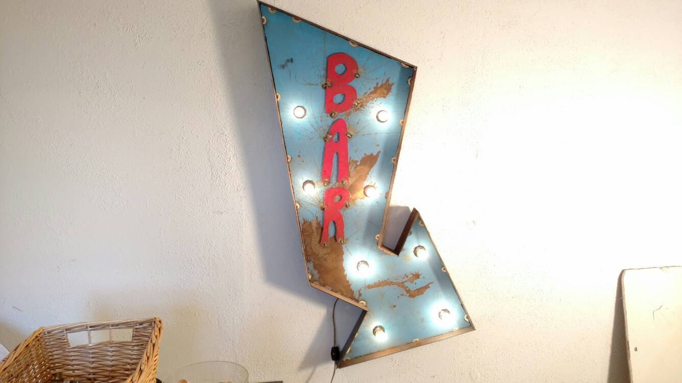 BAR sign marquee Arrow bar decor light up sign custom