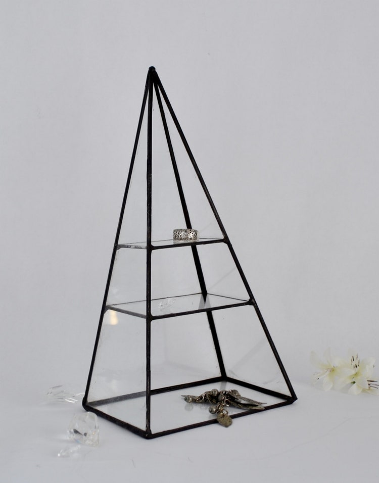 Wedding Ring Holder Glass Box Pyramid Display Box by jacquiesummer