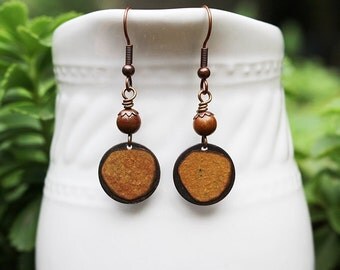 Mixed Media Earrings, Mixed Media Jewelry, Mustard Yellow, Beaded Jewelry, Gemstone Earrings, Long Earrings, Recycled, Collage, Bohemian