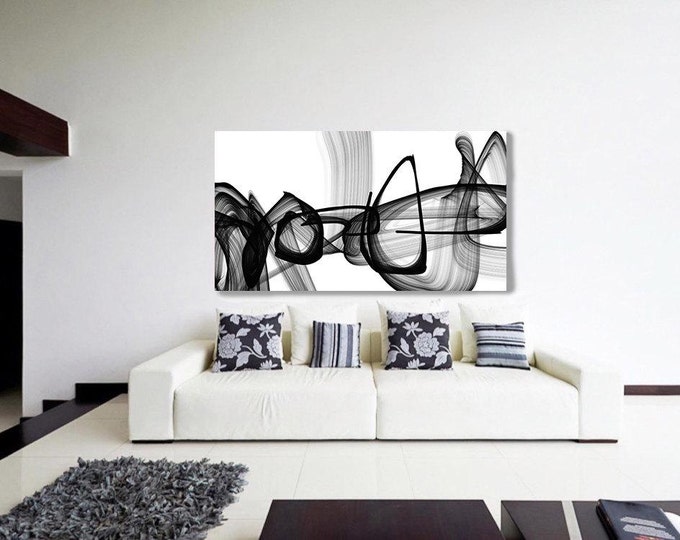 An infinite travel. Black and White Abstract Painting Print, Unique Wall Decor, Large Contemporary Canvas Art Print up to 72" by Irena Orlov