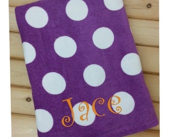 Beach Towel, Polka Dot Towel, Towel for Kids, Beach Towel Personalized, Kids Towel, Monogram Towel, Embroidered Towel, Personalized Gift
