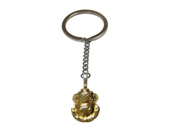 Gold Toned Divers Helmet Pendant Keychain